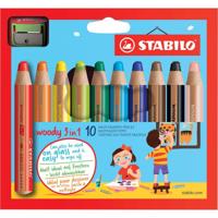 STABILO woody 3in1 kleurpotlood, etui van 10 stuks in geassorteerde kleuren