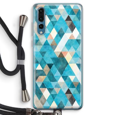 Gekleurde driehoekjes blauw: Huawei P20 Pro Transparant Hoesje met koord