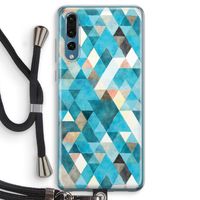 Gekleurde driehoekjes blauw: Huawei P20 Pro Transparant Hoesje met koord