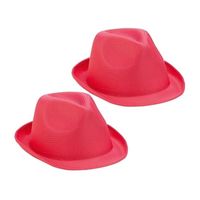2x Roze trilby verkleed hoedjes voor volwassenen - thumbnail
