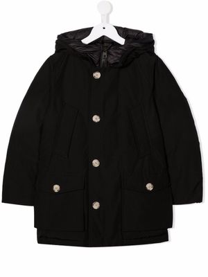 Woolrich Kids manteau boutonné à capuche - Noir
