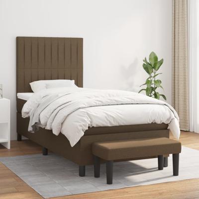 Boxspring met matras stof donkerbruin 90x200 cm