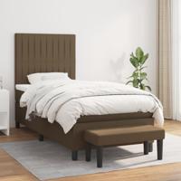 Boxspring met matras stof donkerbruin 90x200 cm