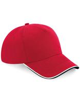 Beechfield CB25c Authentic 5 Panel Cap - Piped Peak - Classic Red/Black/White - One Size