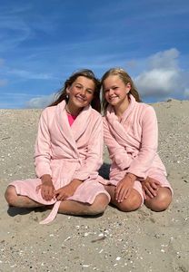 Oud roze kinderbadjas fleece-122/128 (M)