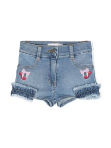 Monnalisa short en jean à logo brodé - Bleu