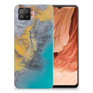 OPPO A73 4G TPU Siliconen Hoesje Marble Blue Gold