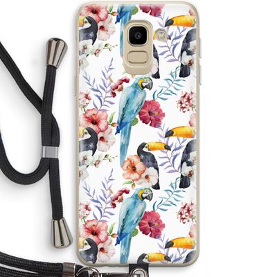Bloemen tukan: Samsung Galaxy J6 (2018) Transparant Hoesje met koord