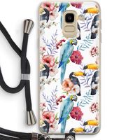 Bloemen tukan: Samsung Galaxy J6 (2018) Transparant Hoesje met koord