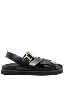 Tod's sandales en cuir à brides - Noir