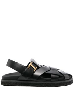 Tod's sandales en cuir à brides - Noir