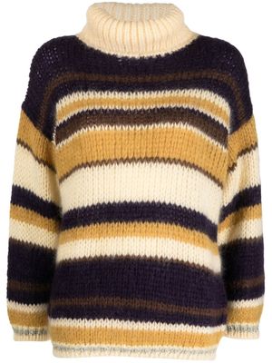 P.A.R.O.S.H. pull rayé à col roulé - Jaune