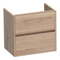 Brauer Adore - Onderkast Ondiep - 60 cm - met 2 Softclose Lades Greeploos en 1 Sifon Uitsparing - Lamellen Eiken Naturel