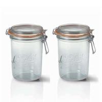 Voorraad/weckpot - Set van 8x stuks - transparant - glas - 17,5 x 10 cm - 1 L - Le Parfait