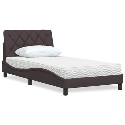 Bed met matras stof donkerbruin 100x200 cm