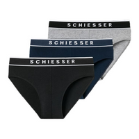 Schiesser 3-pack heren slips - zwart/donkerblauw/grijs