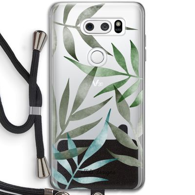 Tropical watercolor leaves: LG V30 Transparant Hoesje met koord