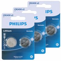 Philips knoopcel batterijen CR2450 - 6x stuks