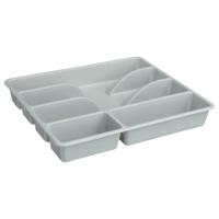 Bestekbak indeling / keuken organizer - 5-vaks - Kunststof - 26 x 31 x 5 cm - grijs