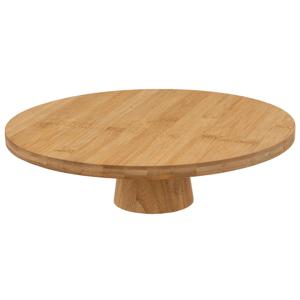 5Five taart/gebak serveerschaal - plat - rond - bamboe hout - 28 x 8 cm - presentatie schaal