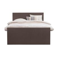 Leen Bakker - Boxspring Met Voetbord Liv Egaal - Donker - 140x200 Cm - Slanke Poot - Stof - Bruin