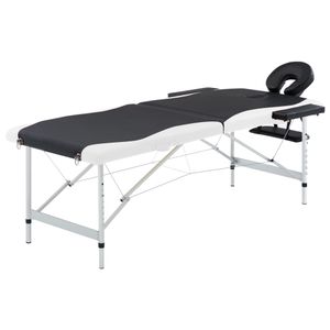 VidaXL Massagetafel inklapbaar 2 zones aluminium zwart en wit