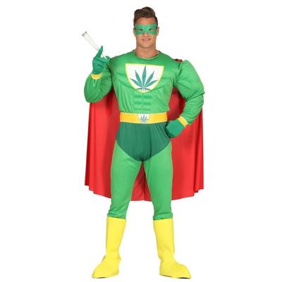 Marihuana man superheld verkleedkleding kostuum - voor heren - groen - carnaval