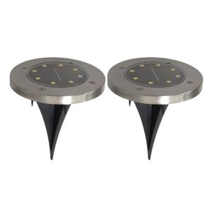 Set van 2x stuks solar tuinlamp/prikspot grondspot op zonne-energie 14 cm