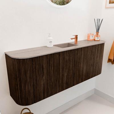 Toiletmeubel Mondiaz Joya Dlux | 113.2 cm | Meubelkleur Walnut | Faye wastafel Saba Wasbak Midden | 1 kraangat