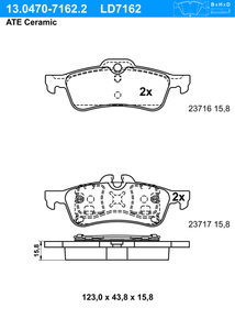 Remblokkenset, schijfrem ATE Ceramic ATE, u.a. fÃ¼r Mini