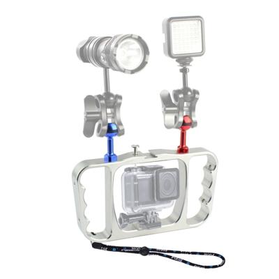 PULUZ Dual handheld duik Lichtarm CNC aluminium Mount met Lanyard voor DJI osmo actie GoPro nieuwe HERO/HERO7/6/5/5 sessie/4 sessie/4/3 +/3/2/1 Xiao