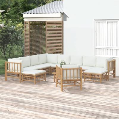 12-delige Loungeset met kussens bamboe crèmewit