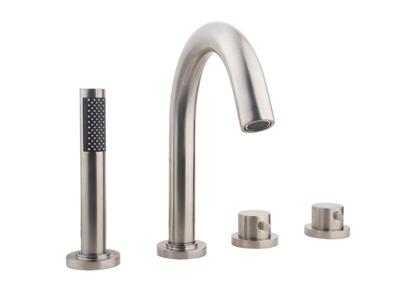 Wiesbaden Caral 4-gats badrandthermostaat geborsteld staal afbouwset Wiesbaden Caral 4-gats badrandthermostaat geborsteld staal afbouwset