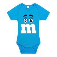 Bellatio Decorations Baby rompertje - letter M - blauw - kraam cadeau - babyshower - cadeau romper 92 (18-24 maanden)  -
