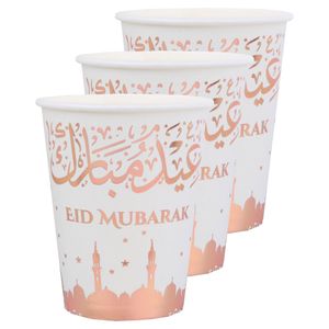 Ramadan thema Eid Mubarak suikerfeest bekertjes - 30x - karton - 270 ml