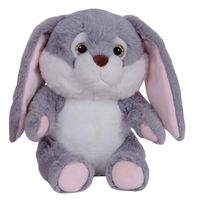 Pluche speelgoed knuffeldier Grijs konijn met flaporen van 24 cm - Knuffel bosdieren