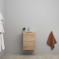 On-Line Onderkast - 45 cm - Bouwpakket - 1 Deur met Greep - Porseleinen Wastafel - 1 Kraangat - Eiken