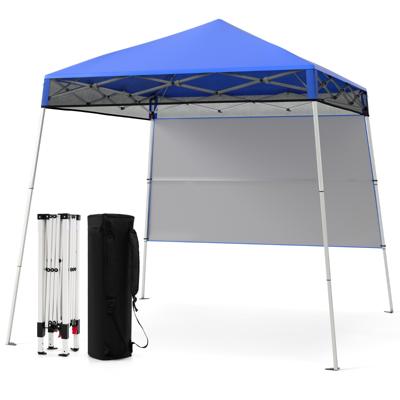 Paviljoen 2x2 m Pop-up Vouwpaviljoen Hoogteverstelbaar met Zijwand & Bodemhaak Waterdicht & Zonbescherming Feesttent Blauw