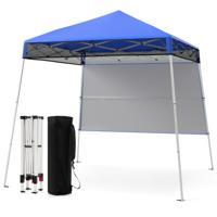 Paviljoen 2x2 m Pop-up Vouwpaviljoen Hoogteverstelbaar met Zijwand & Bodemhaak Waterdicht & Zonbescherming Feesttent Blauw