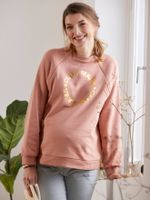Fleece sweatshirt met tekst over zwangerschap en borstvoeding blush - thumbnail