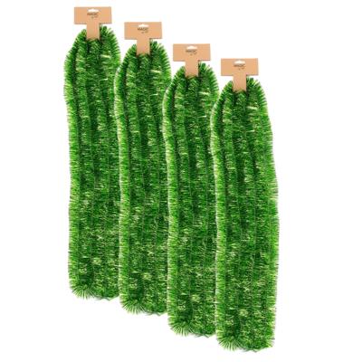 Kerstslinger - 4x - groen - folie - 270 cm - lametta - kerstboomslinger - kerstversiering