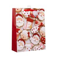 Gerimport Kerst cadeau tasje - 42 cm - Kerstman en kerstvrouw