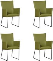 Set van 4 Groene leren industriële eetkamerstoelen Mate - Toledo Leer Apple Green (groen leer)