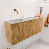 Toiletmeubel Mondiaz Joya Dlux | 101.6 cm | Meubelkleur Oak | Faye wastafel Opalo Wasbak Links | Zonder kraangat(en)