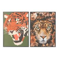 Schilderij DKD Home Decor 52 x 2,7 x 72 cm Tijger Modern (2 Stuks)
