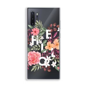 Hello in flowers: Samsung Galaxy Note 10 Plus Transparant Hoesje