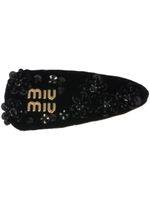 Miu Miu barrette en velours à sequins - Noir