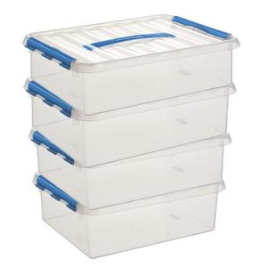 10x sunware q-line opberg box/opbergdoos - 12 liter - 40 x 30 x 14 cm - kunststof - transparant