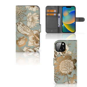 Hoesje voor Apple iPhone 14 Vintage Bird Flowers