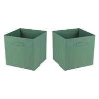 Opbergmand/kastmand Square Box - 4x - karton/kunststof - 29 liter - groen - 31 x 31 x 31 cm